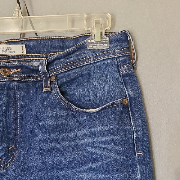 LEVI'S Women's Blue Distressed Straight Leg 505 Denim Jeans - Size 12M - Picture 6 of 16